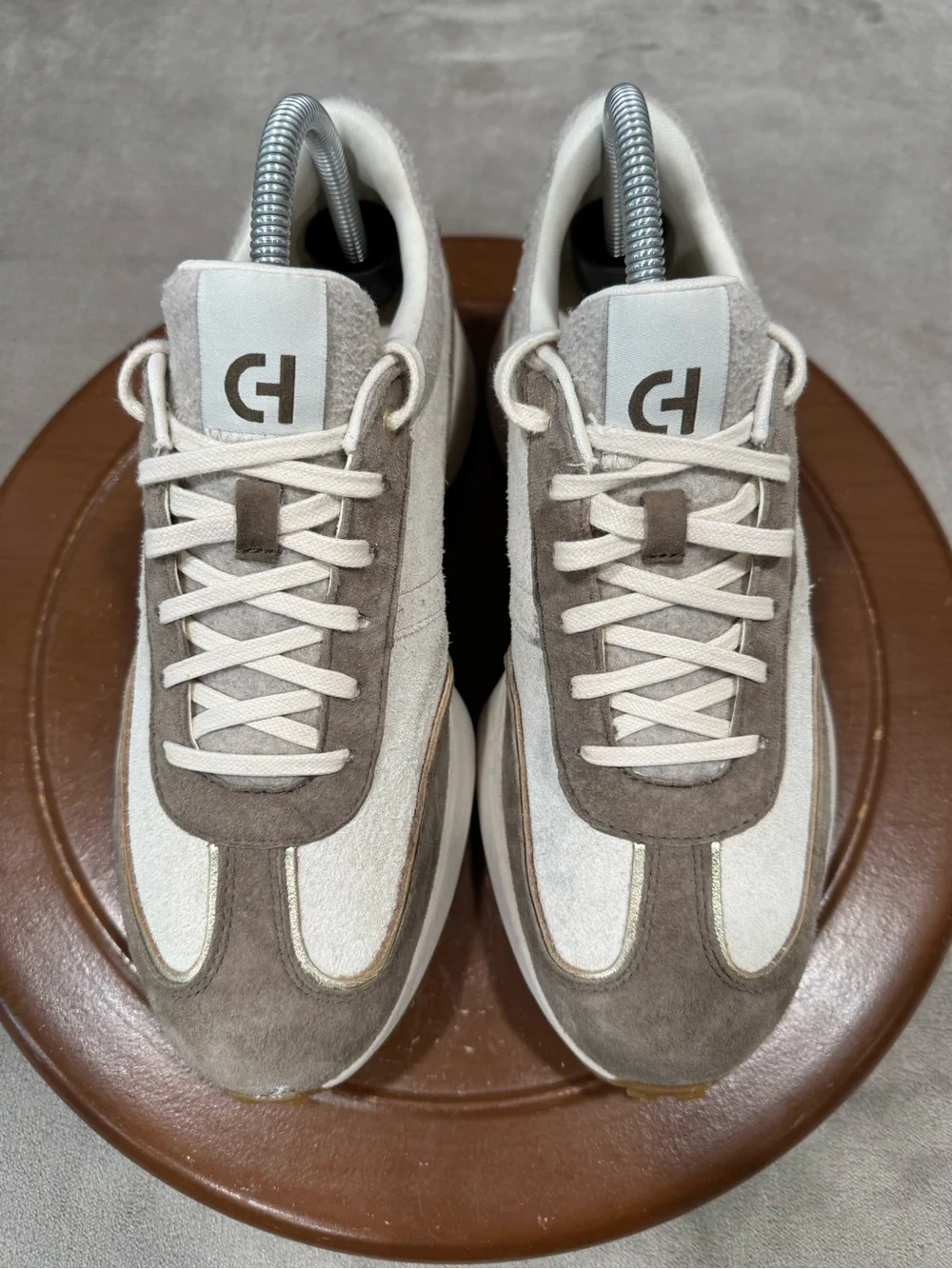 Cole Haan Women's Beige & Cream Suede Sneakers - Picture 7 of 11